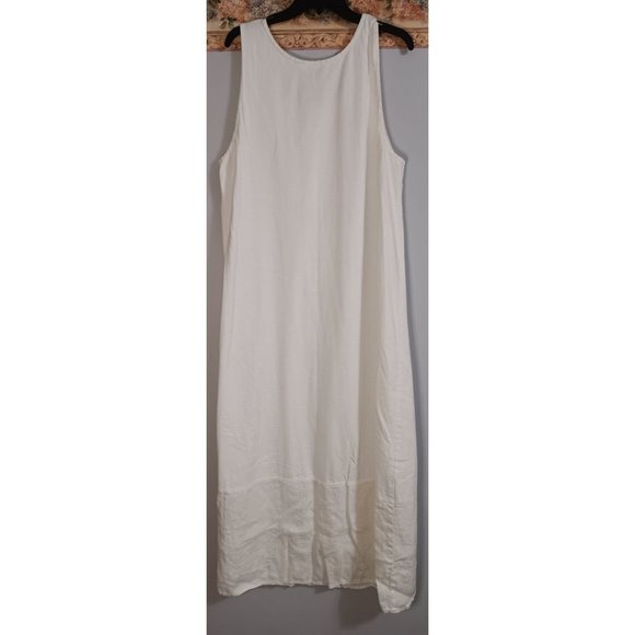 Nina Piccalino XL Cream Maxi Linen Cottage Nautical Country Vintage Travel Dress - Picture 5 of 5